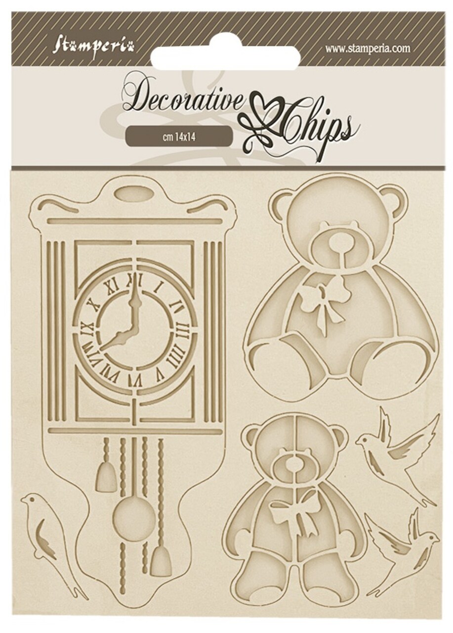 Stamperia Decorative Chips 5.5"X5.5"-Brocante Antiques Teddy Bear